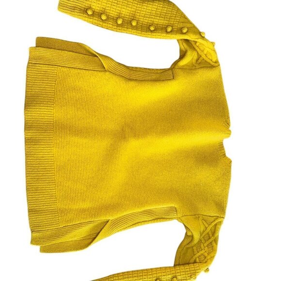 Madewell yellow cable wool sweater 100% Merino Wool Size XS - Picture 4 of 7